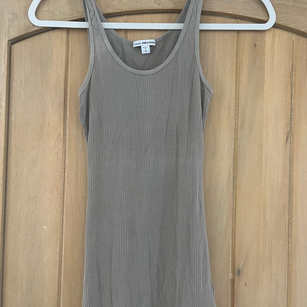 James Perse Ribbed Tank Dress in Beige